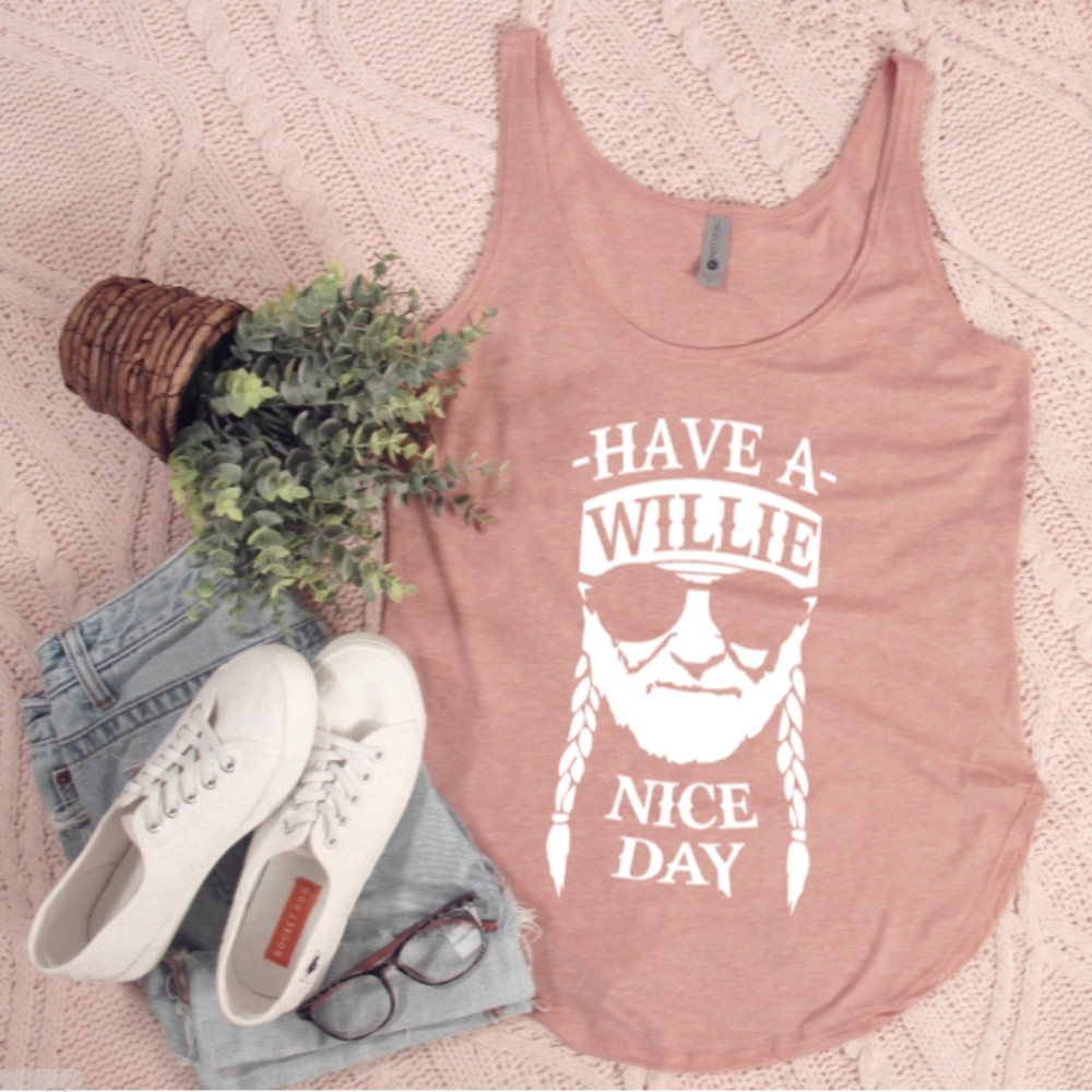 Boutique Dusty Pink Willie Nelson Tank Top